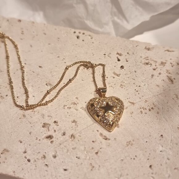 New FP 18K gold Star Heart Layering Necklace - Picture 4 of 7